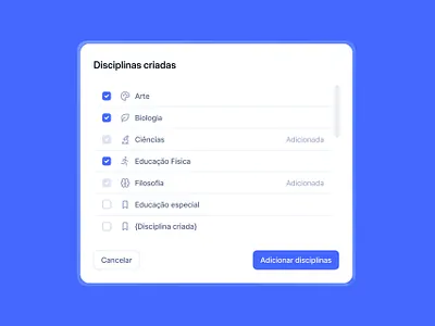 Disciplines dialog SaaS adobe xd blue brazil dialog disciplines figma saas sketch ui user experience user interface