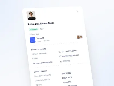 Student Drawer - SaaS adobe xd blue classroom clean clean design details drawer figma information light saas sketch status ui web design