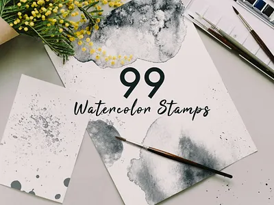 99 Watercolor Stamps – Photoshop Brush Set (ABR) abr art digital brush paint painting photoshop photoshop brush watercolor watercolor stamps