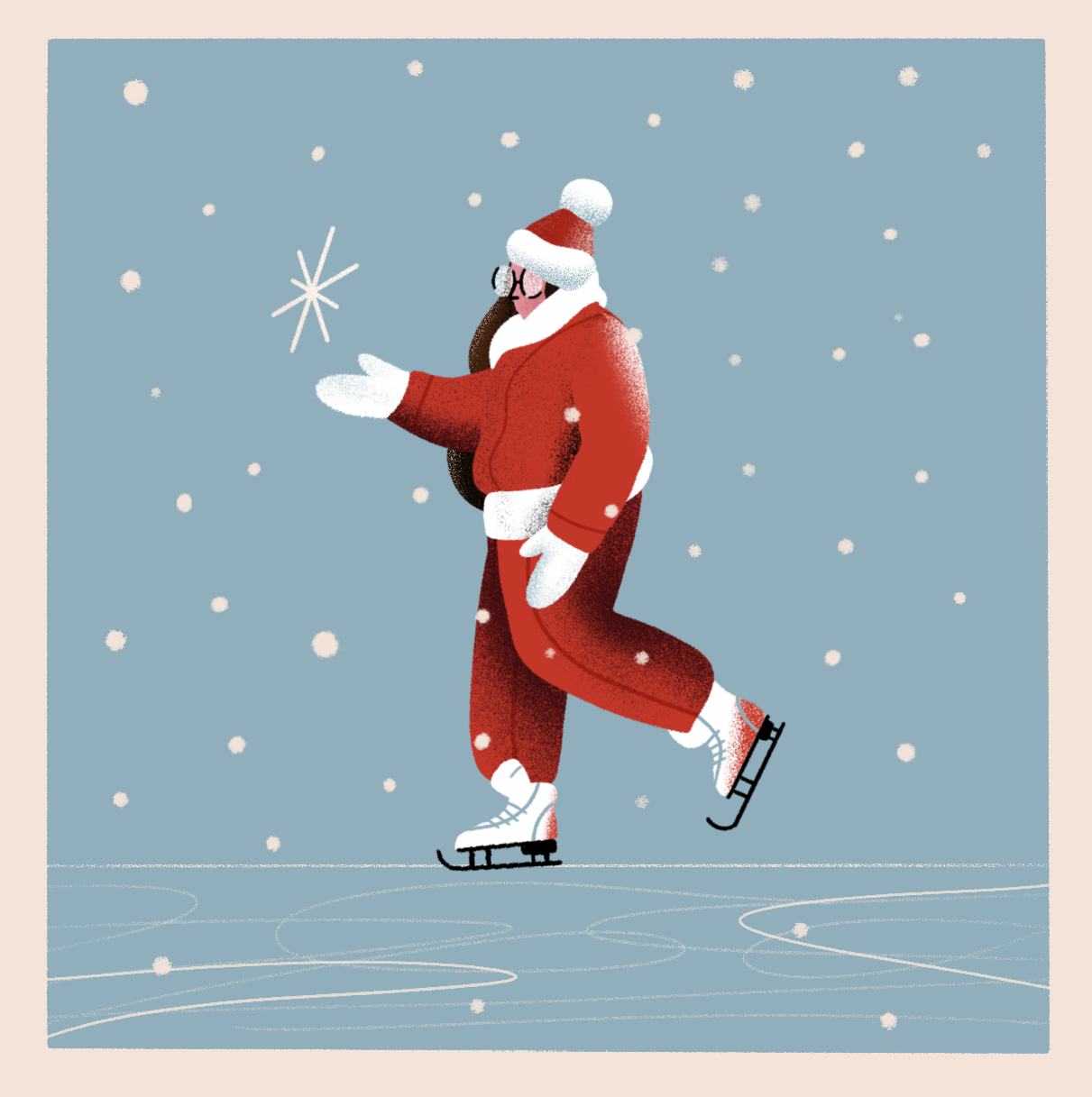 ice skater animation art cel animation design frame by frame holidays ice ice skater ice skating illustration procreate rink santa skater snow snowing winter