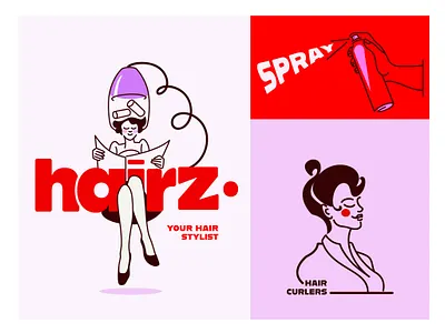 hair salon illu illustration typography