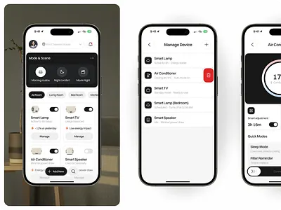 Nivra - Smart Home App automation clean device home home control home living management room mobile app modern monitor responsive room smart home ui ux