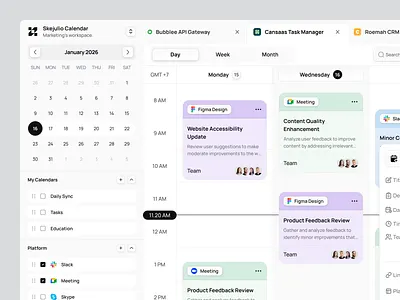Calendar Dashboard calender calender dashboard cansaas clean daily planning dashboard design minimal design modern ui product design productivity tool saas schedule management task planning ui ux