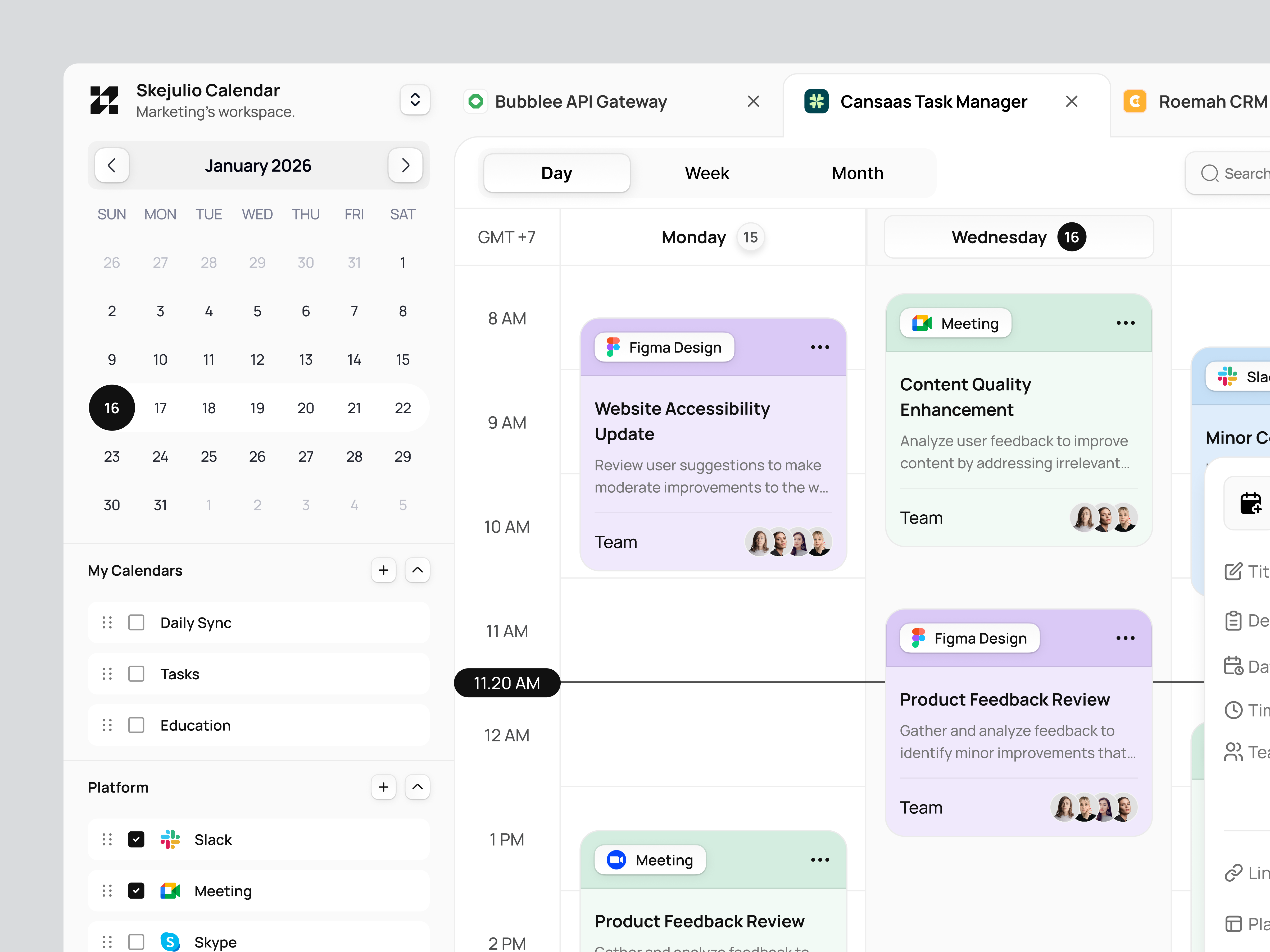 Example of Calendar Dashboard