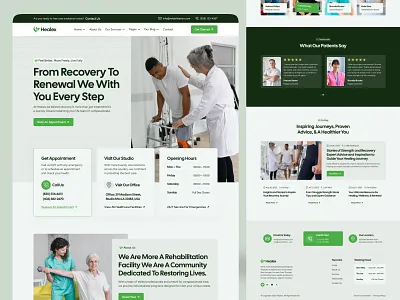 Therapy & Rehabilitation Center Website Design branding design health homepage illustration landing landing page pricing pricing table rehabilitation rehabilitation center services services page testimonials therapy ui uiux web design website