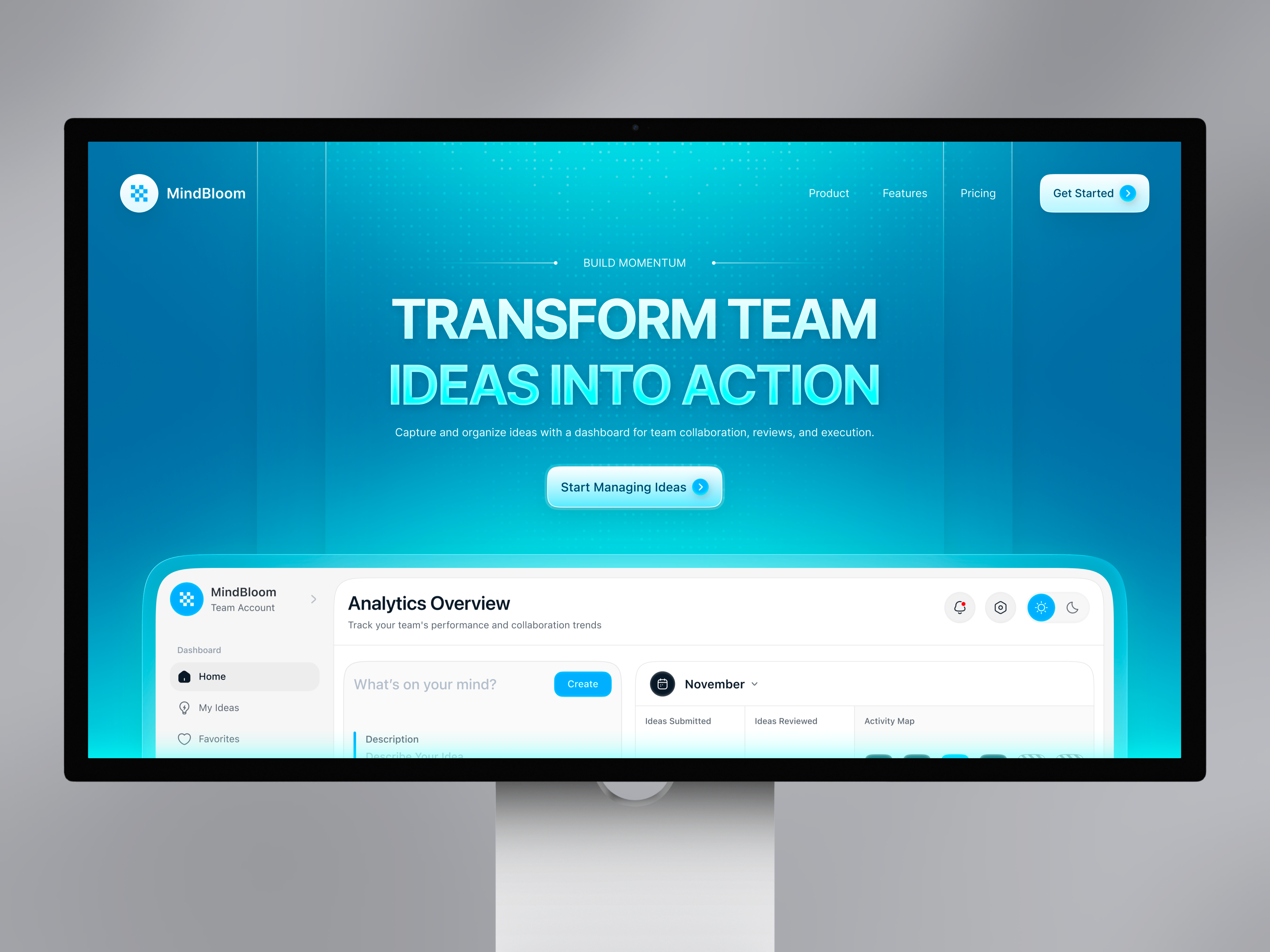 Example of Idea Management Dashboard   Landing Page
