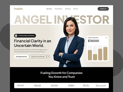 Financial Clarity: Inzeto Landing Page Design best website design figma ui figma ui designer finance website design financial consulting website ui financial website investment uiux investment website investor web design investor website design landing page design modern website design modern website ui