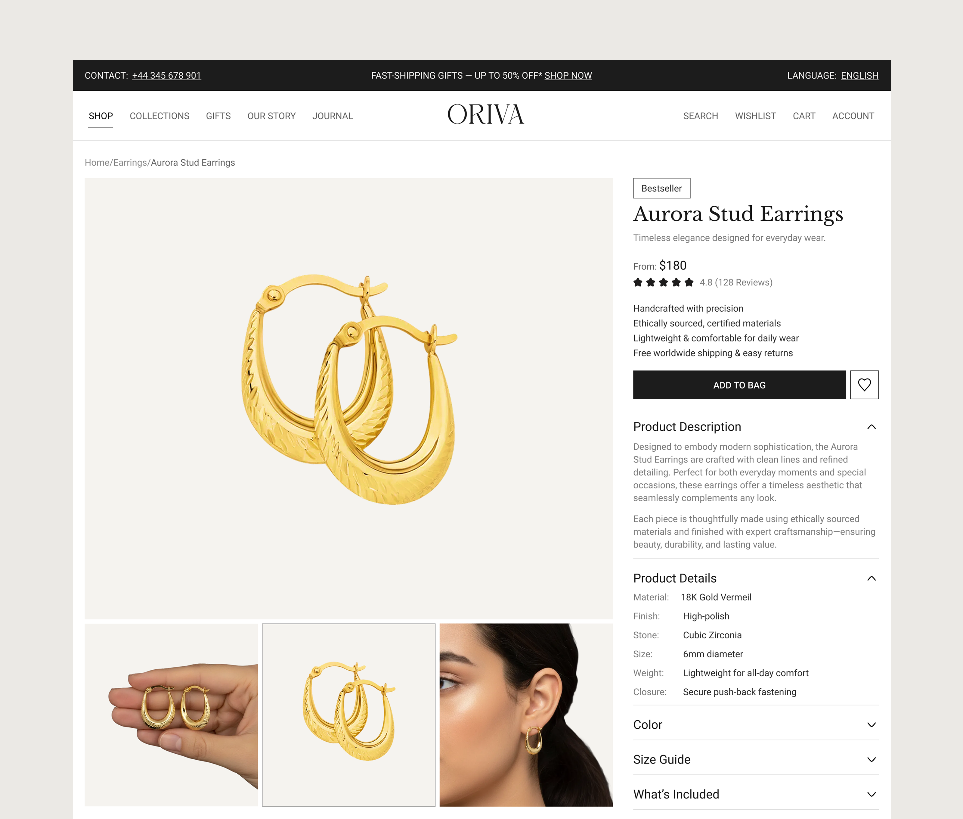 Example of Luxury Jewelry Website Design