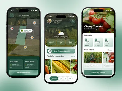 Smart Garden AI 🌱 | Modern Gardening App UI/UX agriculture agriculture app agro agro tech agrotech agtech ai agriculture ai assistant ai powered app app design crops farmer app farming garden app gardening gardening app irrigation planting smart farm ui visual design