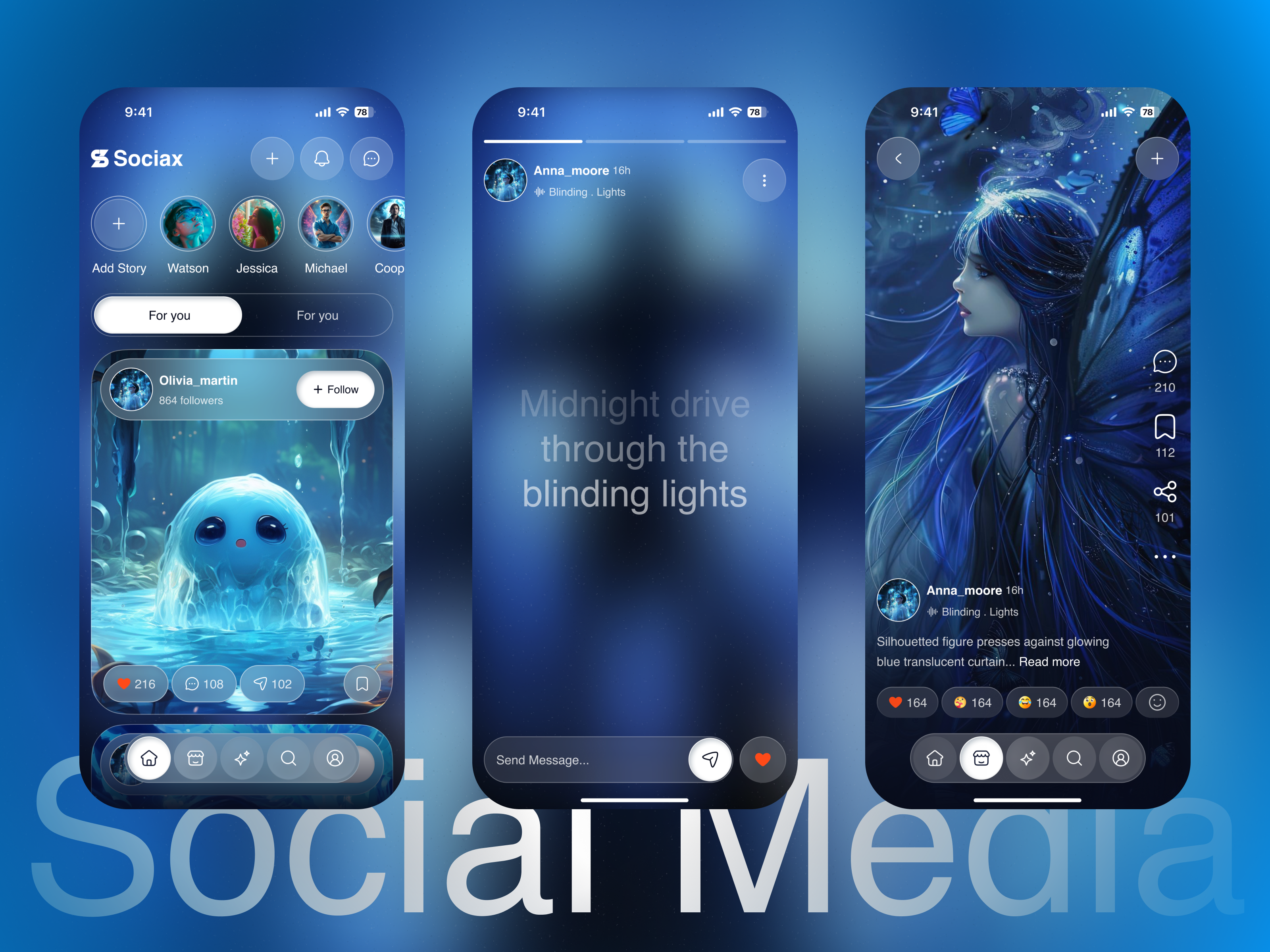 AI Powered Social Stories Mobile App app app design app interaction design best social media app chat ui design dark mode ui ios app design messaging app mobile app mobile app design mobile app ui mobile ui modern uiux photo sharing app product design social feed design social media social media app design social stories ui ux design
