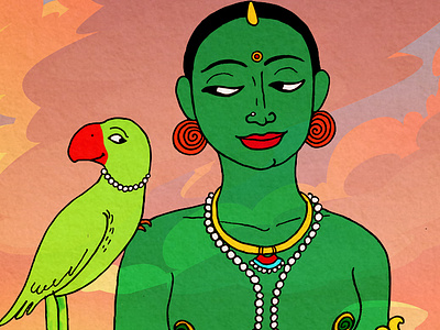 Yakshi and her gossipy companion desi design drawing illustration india indian mythology spirituality yakshi