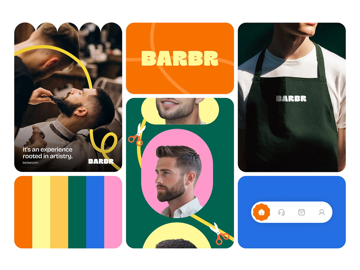 Barber and Salon Business Branding with Bento Grid