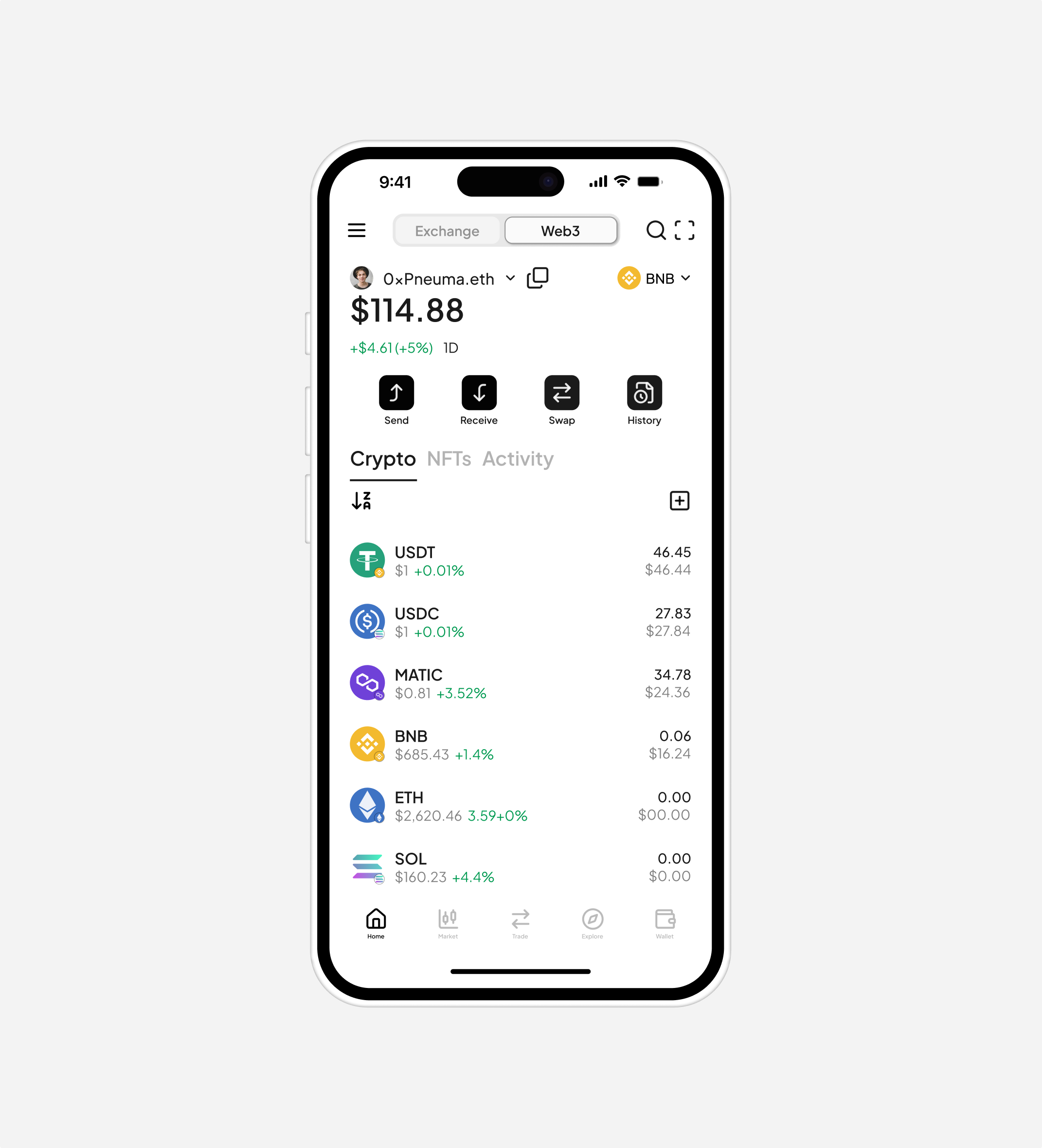 "Send Cryptocurrency Stablecoin" Flow app bitcoin bnb btc crypto cryptocurrency defi design logo ui ux web3