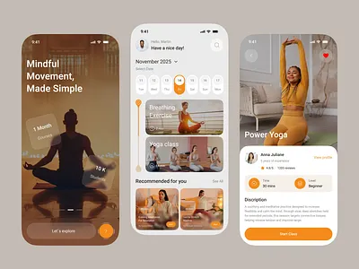 Yoga & Meditation App – Mindful Living Mobile UI appdesign calmdesign healthapp meditation meditation app mindful app mindfulness minimalui mobile app mobileappdesign modernui mvp online uidesign uxdesign wellness wellnessapp yoga yoga app yoga meditation app