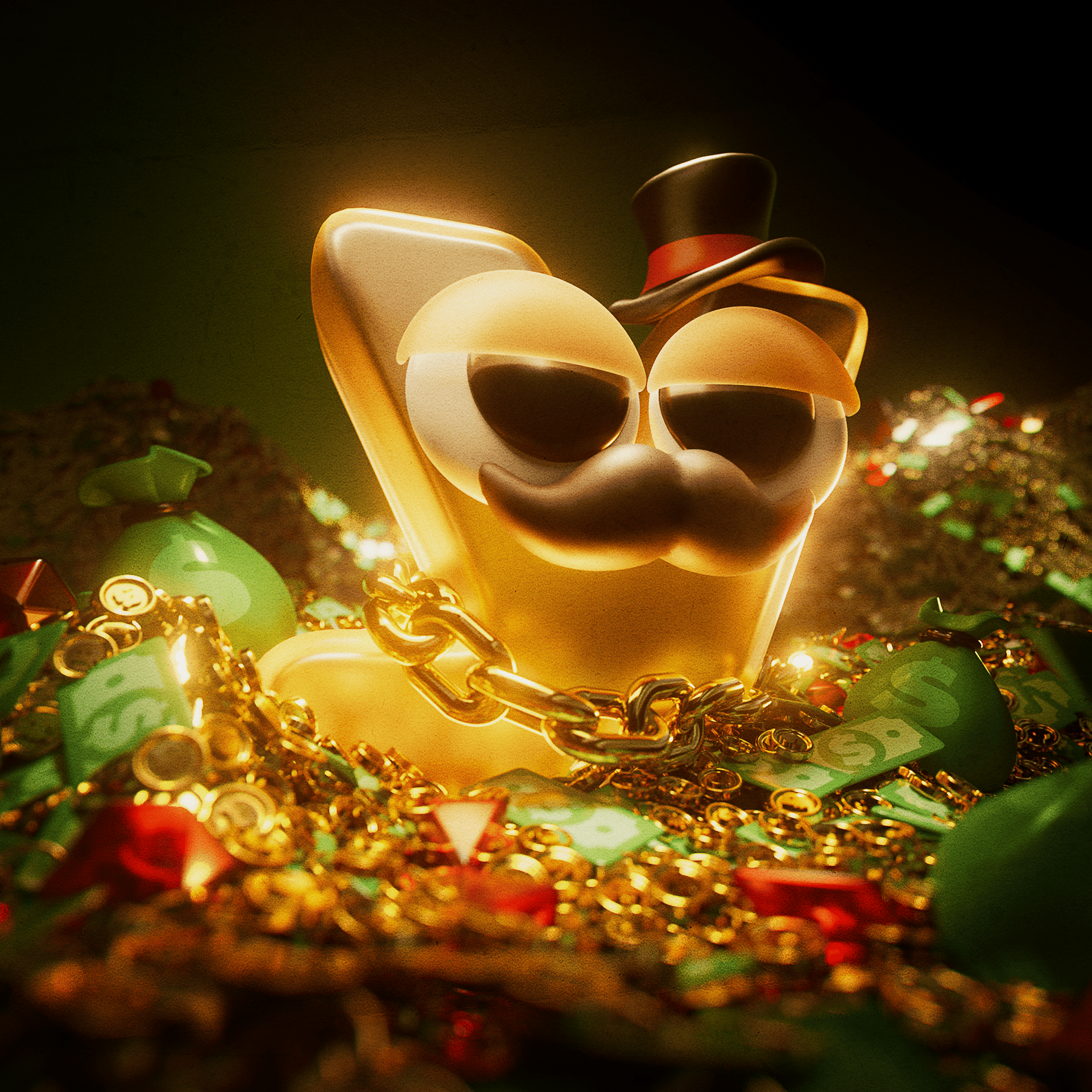 Letter У — 3D Alphabet Series 3d 3d illustration alphabet cartoon wealth chain 3d coins creative concept dollars 3d dribbble popular gemstones glow gold character luxury 3d luxury lifestyle money 3d money art money bags rich life rich mascot