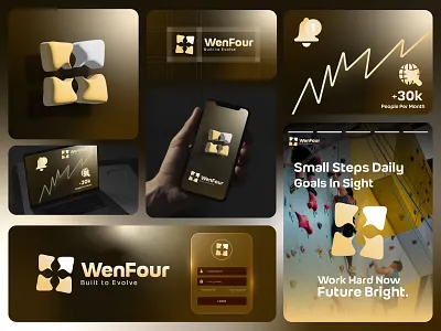 WenFour — Brand Identity Design 3d logo abstract logo brand identity digital product futuristic design logo inspiration minimal design modern branding ui design visual identity