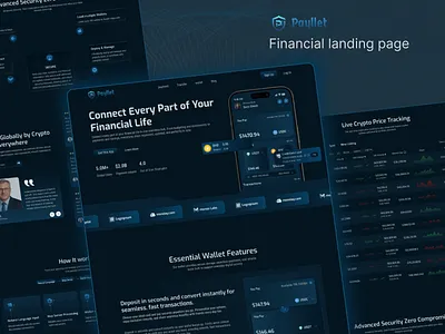 Crypto Financial Wallet Landing Page Design crypto landing page crypto wallet ui digital wallet experience fintech web3 design future finance ui next gen wallet secure web3 wallet wallet landing page wallet ui web3 payment wallet