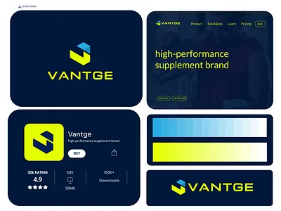 VANTGE app brand logo branding control design energy geometric icon graphic design hydration iconic logo design logo logo for gym minimal modern logo vantge stands for consistency