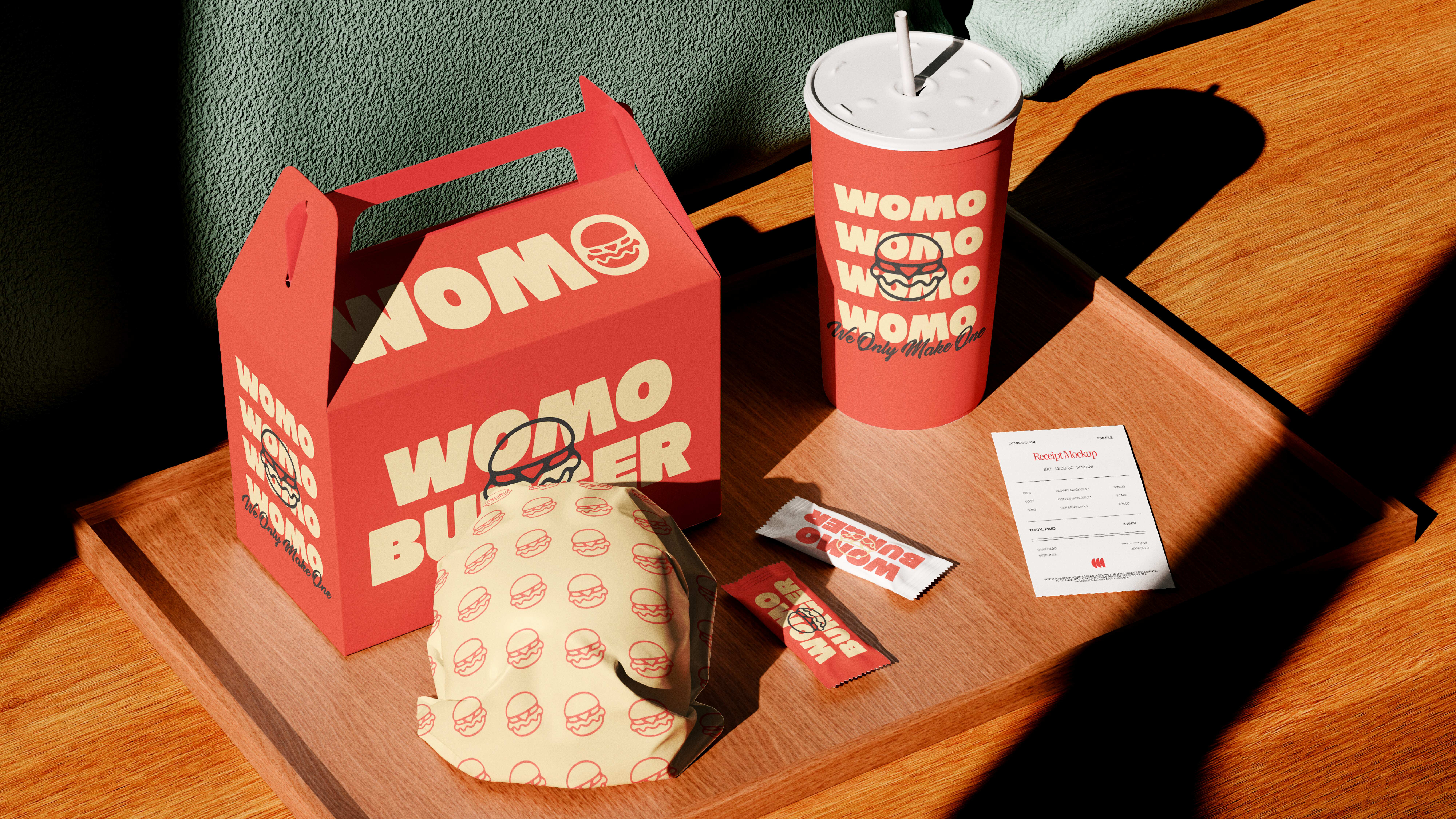 WOMO BURGER - LOGO DESIGN 3d animation branding graphic design logo motion graphics ui