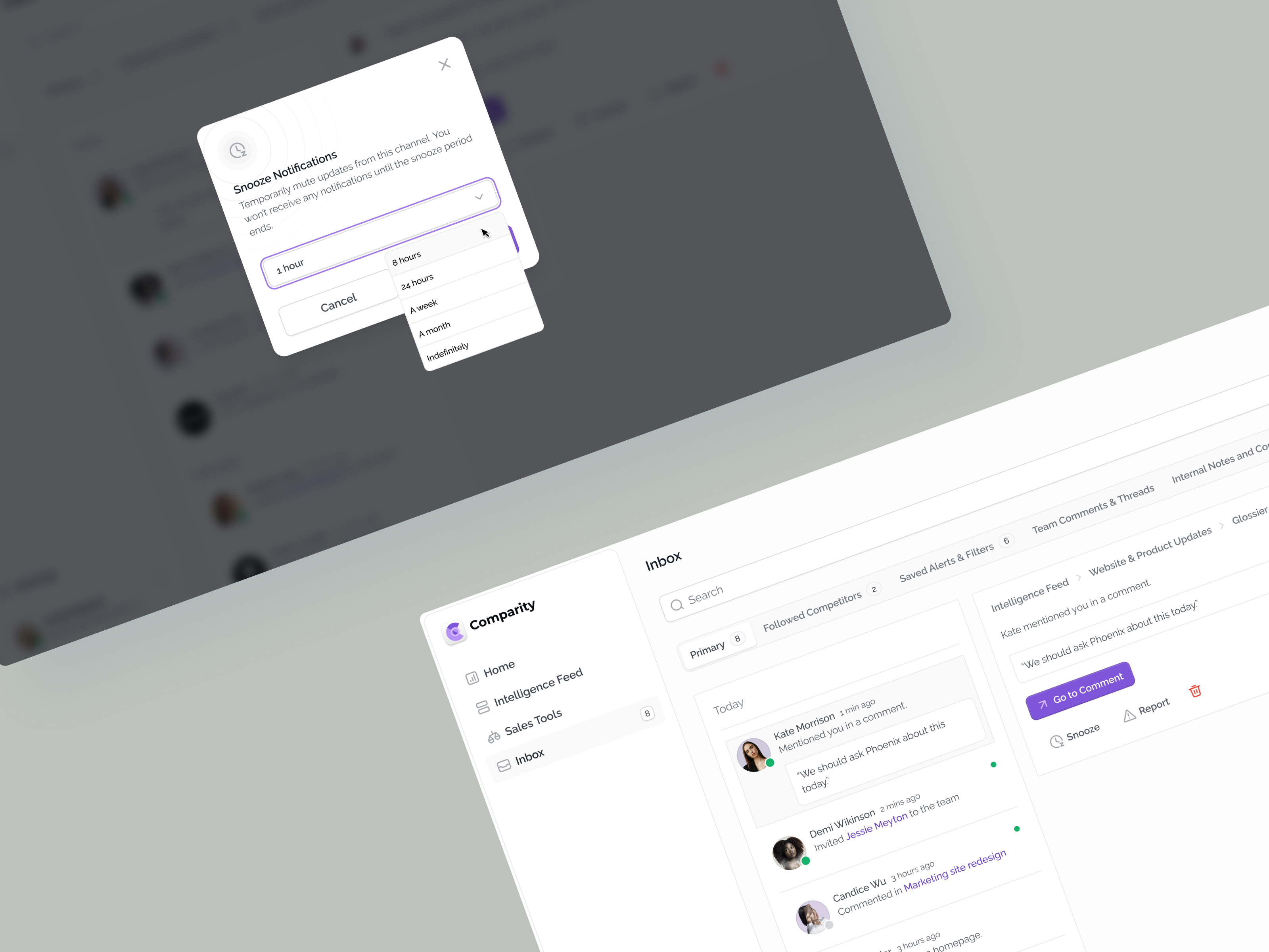 Example of Inbox & Snooze Modal