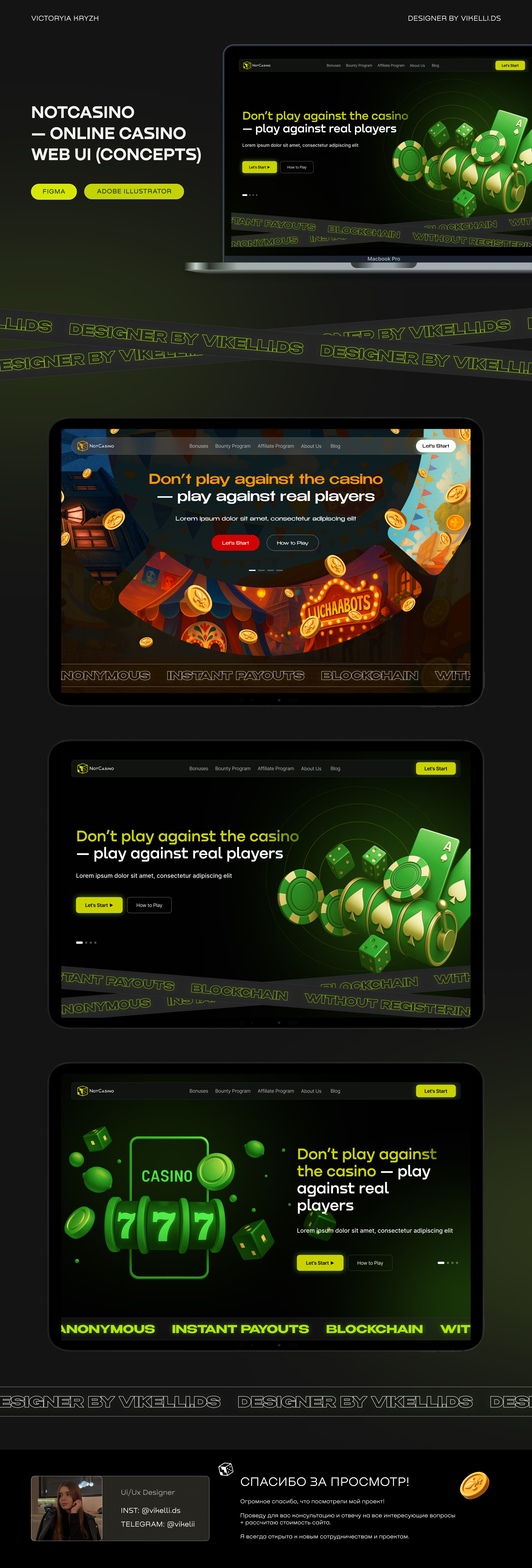 NotCasino — Online Casino Web UI (Concepts) betting casino casinoui gamblingdesign gamingplatform gamingui igaming livecasino onlinecasino slots