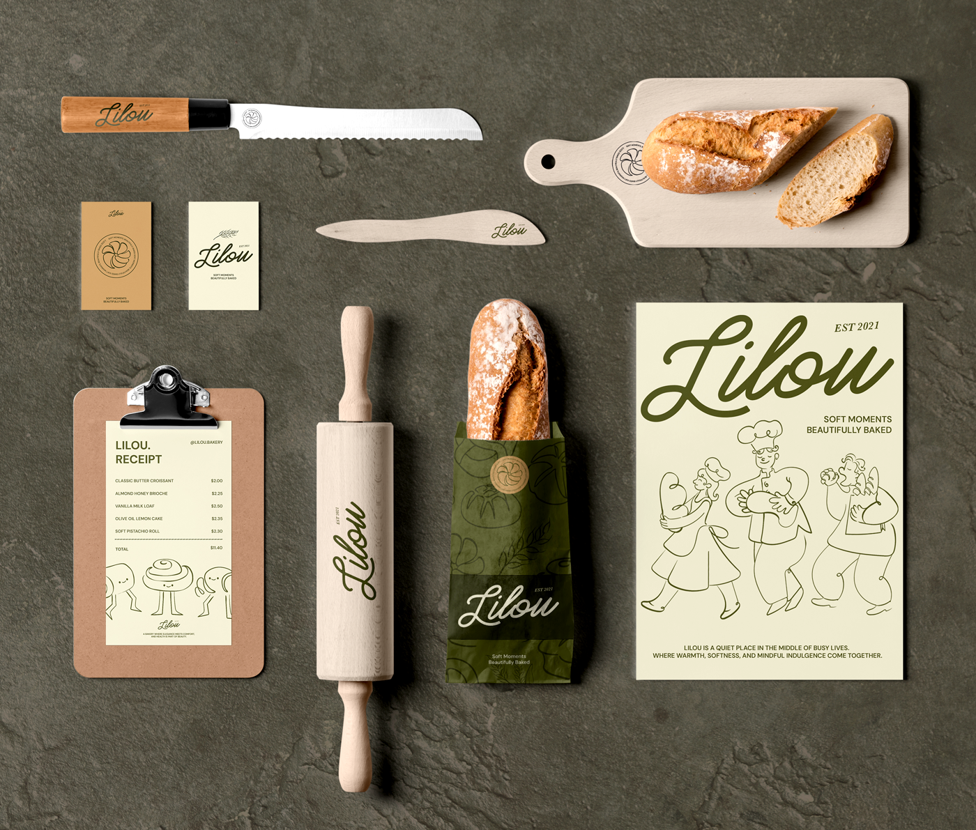 Example of Lilou   Bakery Cafe Branding & Packaging