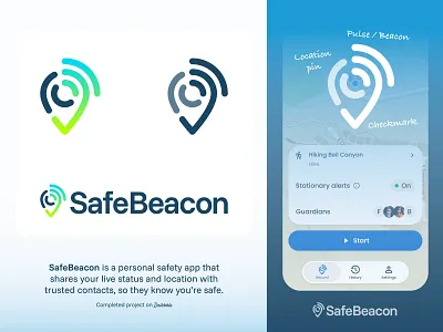 SafeBeacon - Logo Redesign app beacon branding check corporate branding corporate logo creative logo design jeroen van eerden live location logo logo design modern logo pin protect pulse safe trust