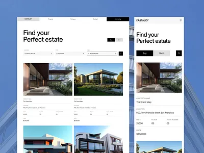 Real Estate Platform Design System — Eastalio agency apartment architecture booking branding case study clean ui framer home decor interior design listing minimalistic product design property real estate ui kit ux case study web design webflow website template