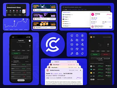 Crypsters: Bento Grid assets bento bitcoin card crypsters crypto cryptocurrency design ethereum graph grid icons interface logo platform search trading ui