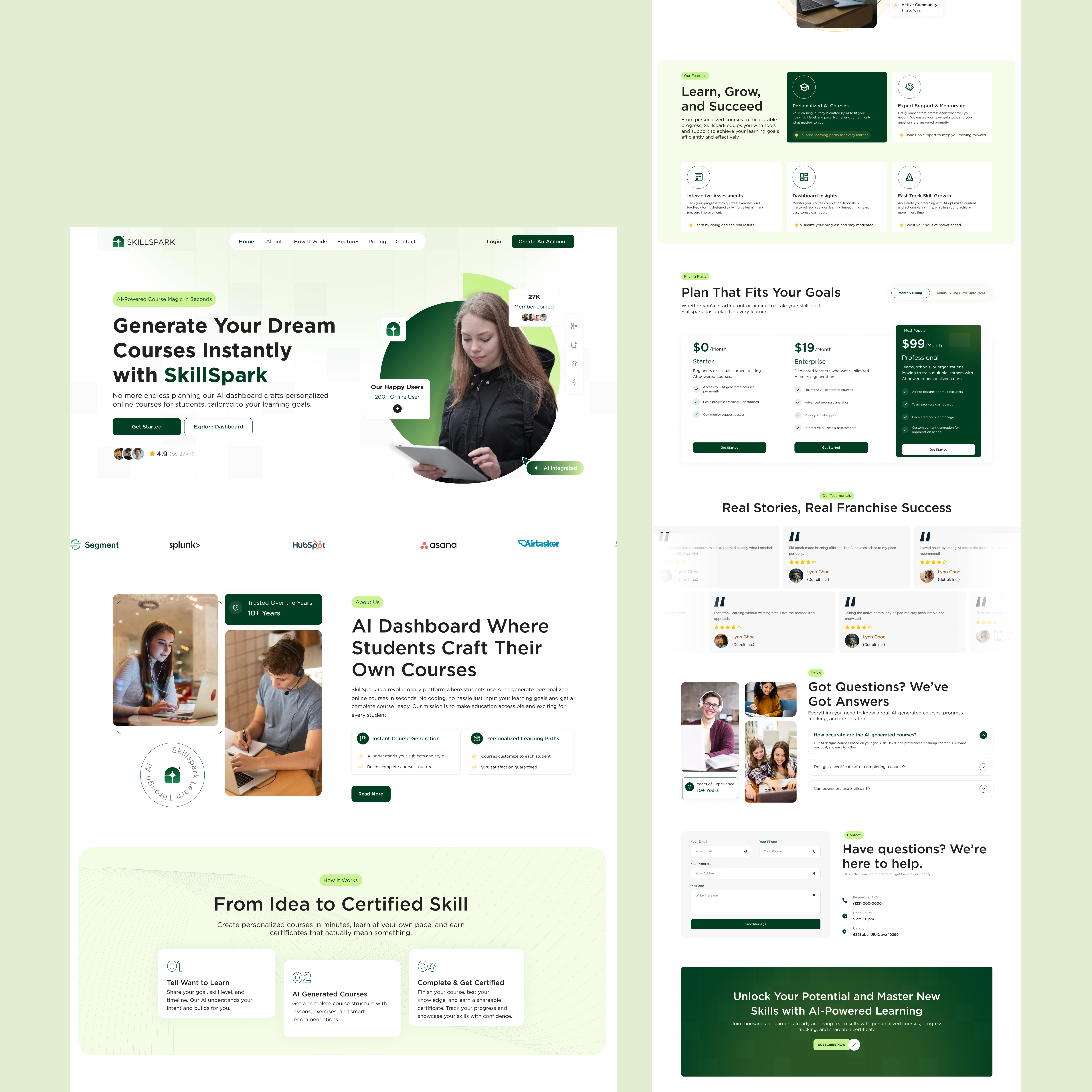 Skillspark AI-Powered Personalized Learning Platform ai aitech designinspiration dribble productadesign saasdesign uidesign uiux uxinspiration