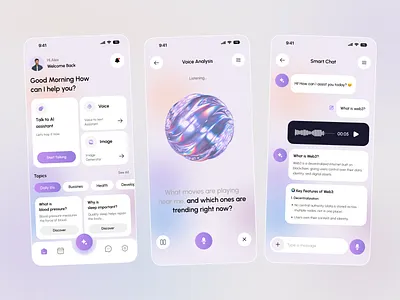 AI Assistant App — Voice, Chat & Image Generator UI ai ai app ai bot ai mobile app ai photo ai voice assistant aiassistant aichat app app design artificial intelligence assistant chatbot gpt chat iosapp machine learning mobile app ui design uiux voiceui