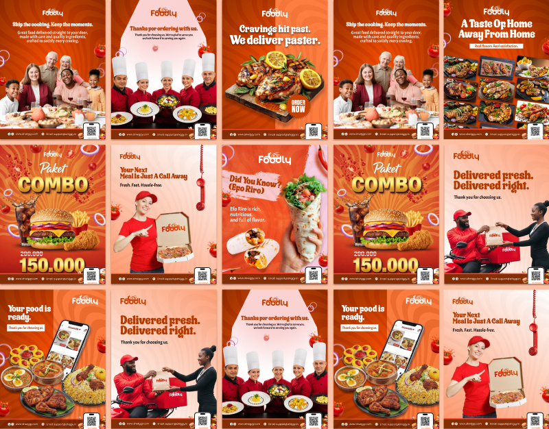 Food Delivery Social Media Designs app promotion brand identity digital marketing design facebook ad design food advertisement food branding food campaign food delivery graphic design instagram post design marketing creatives social media ads social media design ui inspired visuals visual design