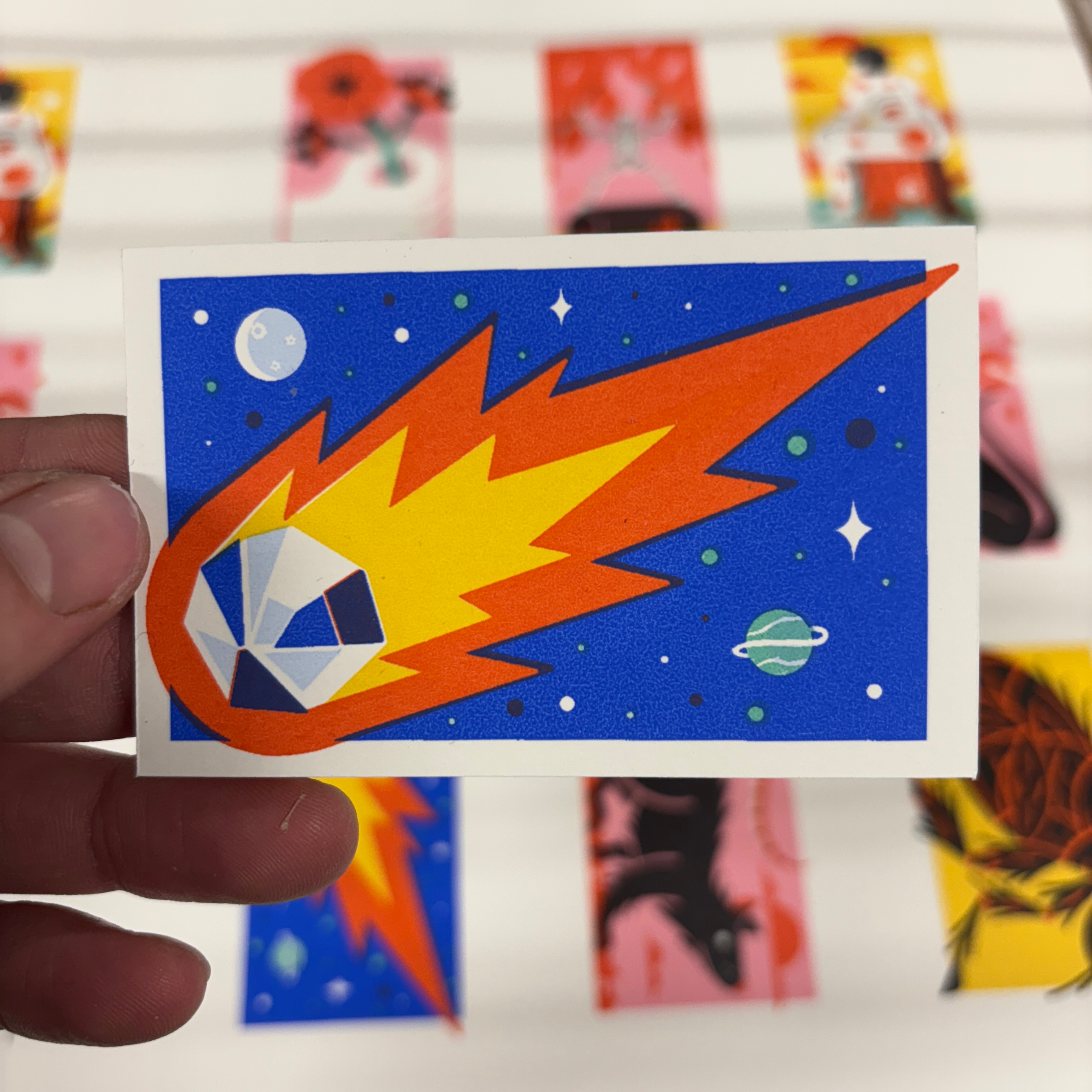 Asteroid Mini Screen Print art colour design editorial illustration illustration print print making screen print