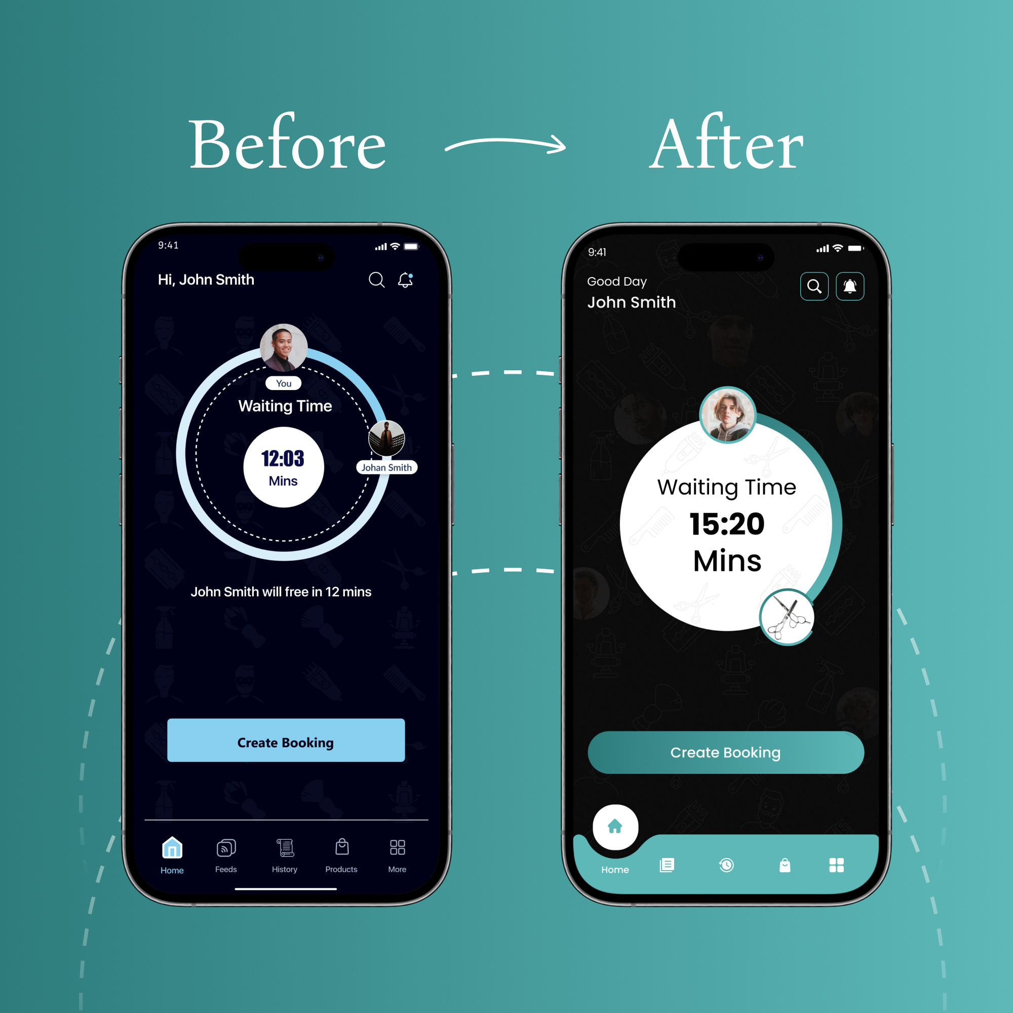 Before vs After – Waiting Time App UI Redesign app redesign appdesign dashboard ui flutter ios app mobile app mobileappdevelopment product design ui before after ui design uiux user experience ux design