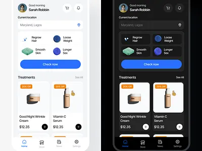 Light and dark mode design dark mode skin skincare