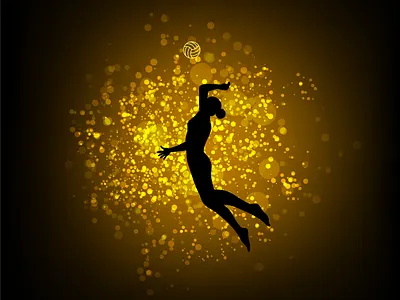 Volleyball Female Player | Glitter Silhouette Sports Illustratio abstract sports art athlete silhouette athletic design creative sports digital illustration dynamic motion female athlete female sports icon glitter effect glitter silhouette modern sports design sports background sports illustration sports poster design ui vector illustration volleyball volleyball art volleyball player women in sports