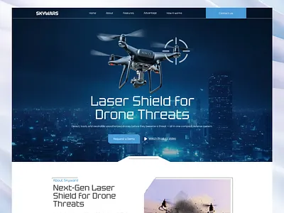 Laser Shield Defense Website blue clean concept cyberpunk dark theme dark ui defense futuristic hero section interface landing page minimal modern product design responsive security technology ui design web design website design