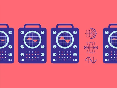 atomicvibe oscilloscope a blue branding chart design geometric graph illustration logo machine navy red science technology typography v wave