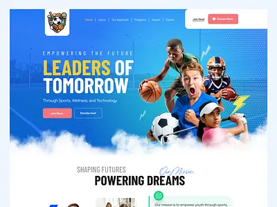 Youth Sports Charity Landing Page | Bold Energetic UI academy bold charity children colorful community donation dynamic education energetic interactive modern nonprofit playful sports ui design vibrant web design website design youth