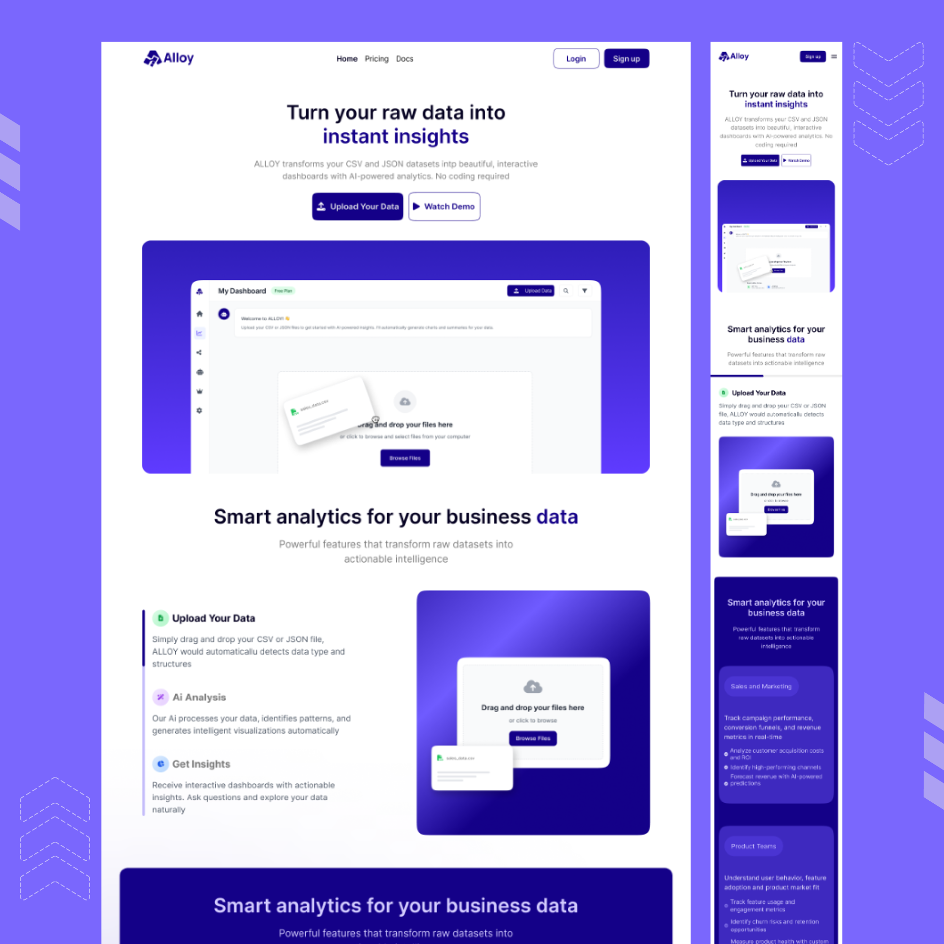 Alloy landing page ai ai landing page ai tool artificial intelligence dashboard data landing page payment product subscription ui web app website