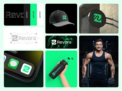 Revora — Fitness Logo & Brand Identity active athletic brand identity branding creative design design fitness fitness branding fitness logo gym health identity logo logo design modern logo performance sports workout