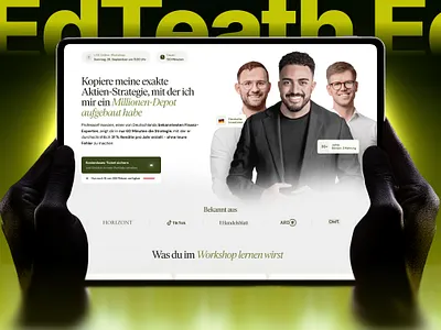 Investment Webinar Landing Page: UX/UI for Financial Education call to action clean design conversion optimization dark mode edtech figma financial education fintech investment landing page live workshop online course saas social proof trust signals typography ui ux webinar