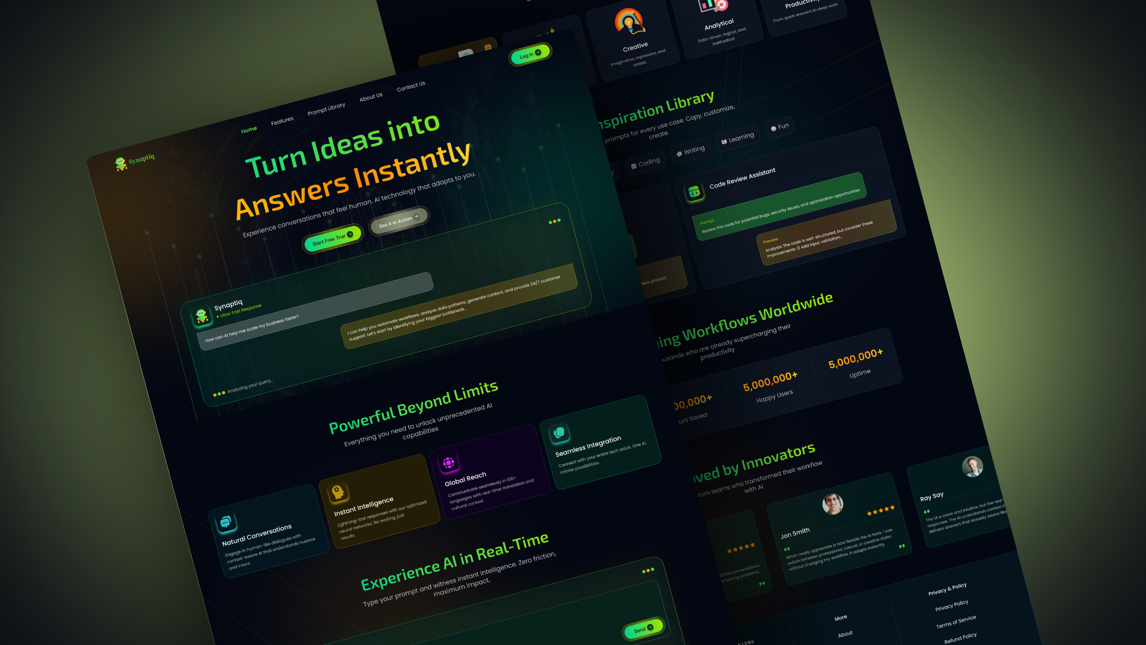 Synaptiq Landing Page UIUX ai landing page figma landing page modern ui responsive design ui uiux web design website