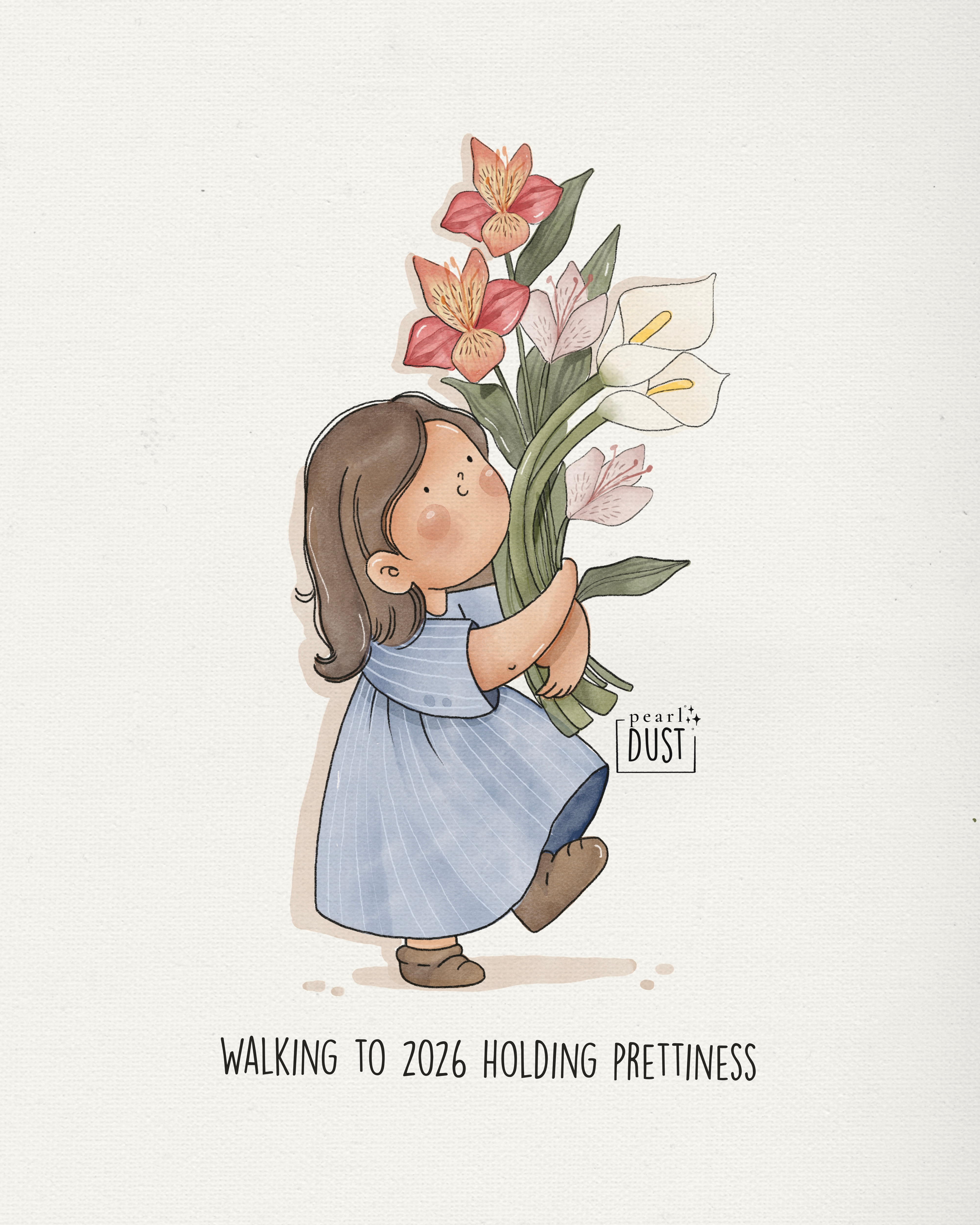 Walking into 2026 with prettiness childrens book childrens book illustrator design digital art digital illustrations illustration illustrator kidlit art kids kids illustrator kids literature illustrations new year no ai positive ilustrations procreate procreate art watercolour