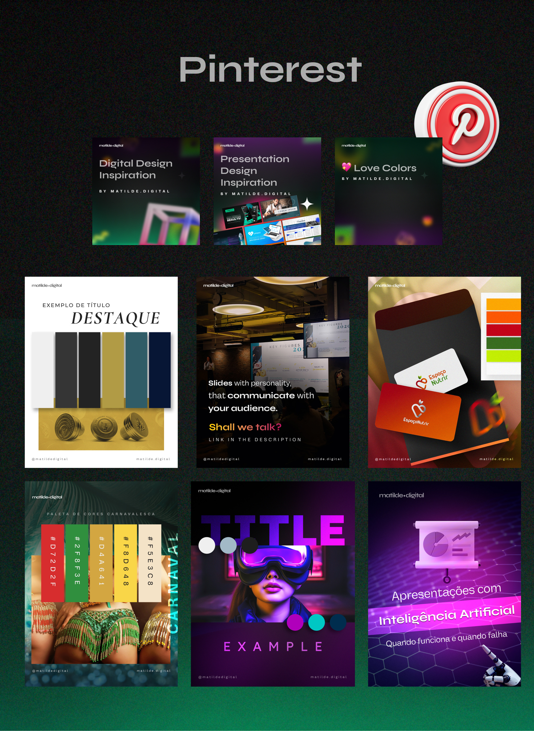 Matilde Digital - Pinterest Profile @matildedigital branding digital marketing graphic design marketing matilde.digital motion graphics pinterest posts social media strategy