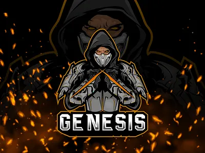 Dark Assassin Esports Logo aggressive logo assassin logo competitive gaming cyber assassin dark gaming logo dark logo design esports logo esports team logo fire sparks logo futuristic warrior gaming clan logo gaming mascot genesis logo hooded warrior modern esports branding