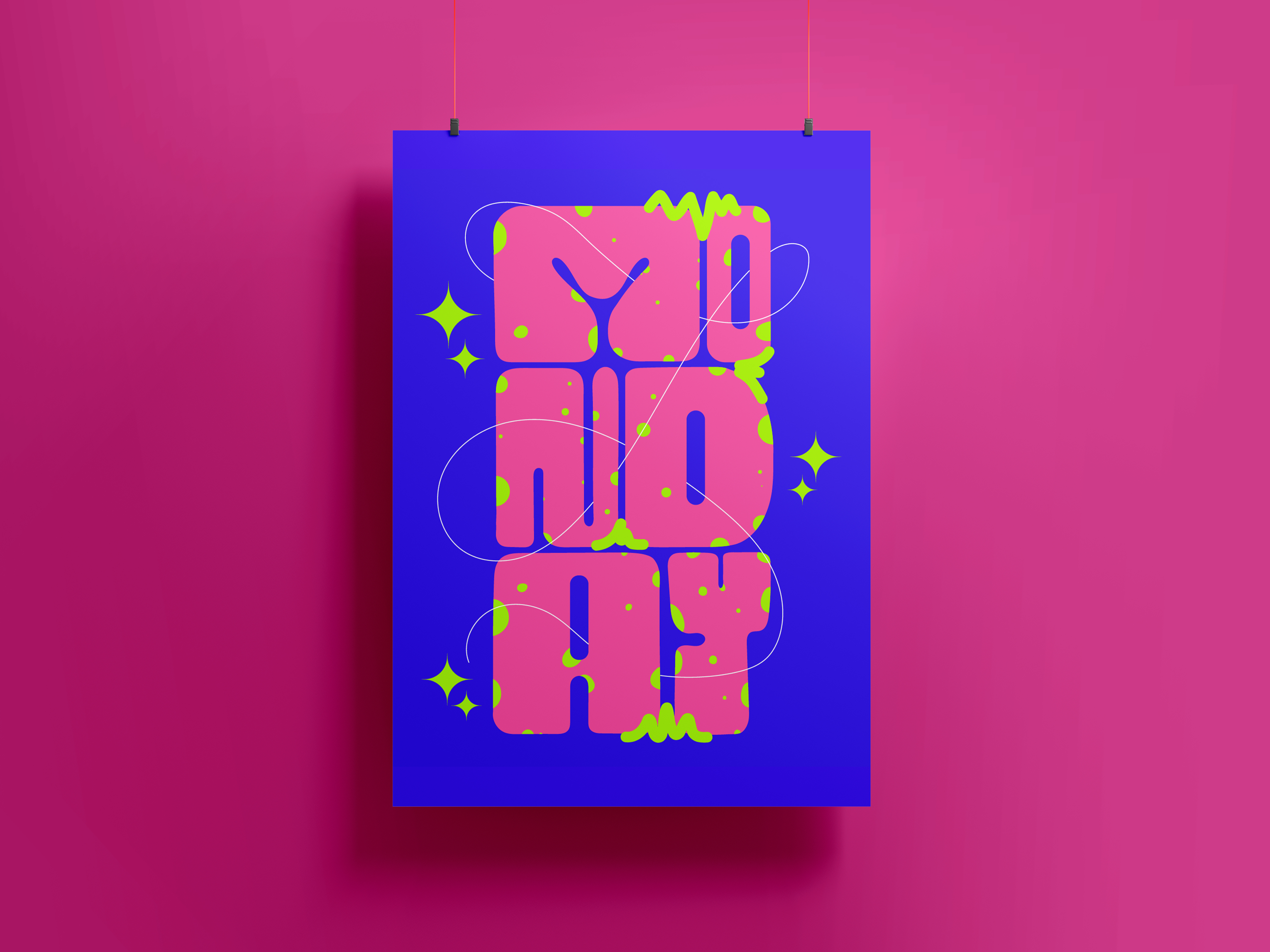 MONDAY graphic design hand lettering illustration lettering monday poster poster design type type design