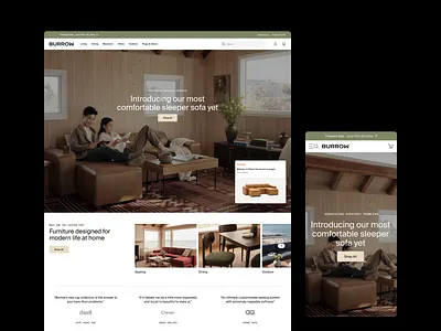 Burrow | Homepage furniture homepage shopify ui ux web design website website design