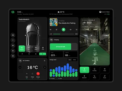 Smart Car Tablet & Web UI — Dashboard & Controls ar map automotive design car dashboard interface car screen design car ui connected car dashboard ui ev dashboard ev ui interactive design mobility app smart car vehicle controls web design web ui
