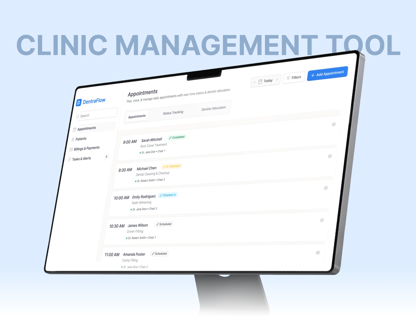 Clinic Management Tool - Dashboard Design dashboard design design inspiration landing page design management tool ui user interface design
